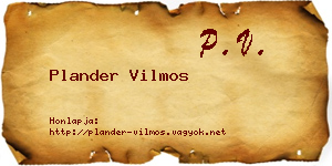 Plander Vilmos névjegykártya